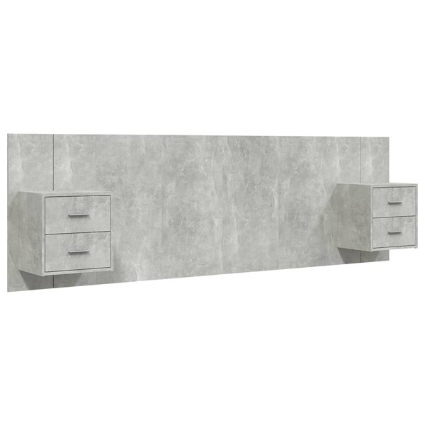 vidaXL Tête de lit avec armoires Gris béton Bois d'ingénierie
