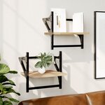 vidaXL Étagères murales avec barres 2 Pièces chêne sonoma 30x25x30 cm