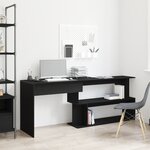 Bureau vidaXL Noir Chêne 200x50x76 cm en bois d'ingénierie