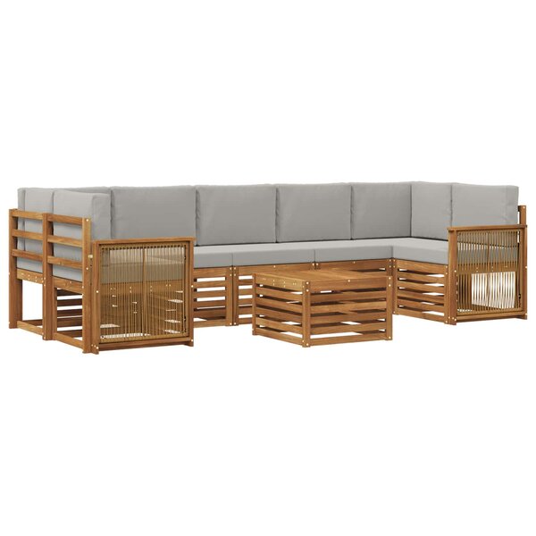 vidaXL Ensemble de canapés d'extérieur 8 pc Naturel et gris clair
