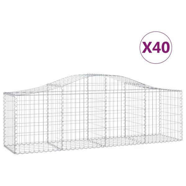 vidaXL Paniers à gabions arqués 40 Pièces 200x50x60/80 cm fer galvanisé