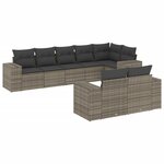 vidaXL Salon de jardin 8 Pièces avec coussins gris résine tressée
