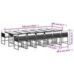 vidaXL Ensemble à manger de jardin 13 Pièces coussins noir résine tressée