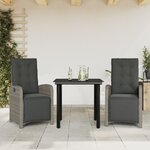vidaXL Ensemble de bistro 3 Pièces avec coussins gris résine tressée