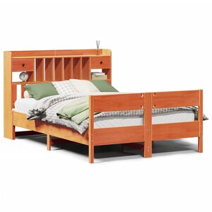vidaXL Lit bibliothèque sans matelas cire marron 160x200 cm pin massif