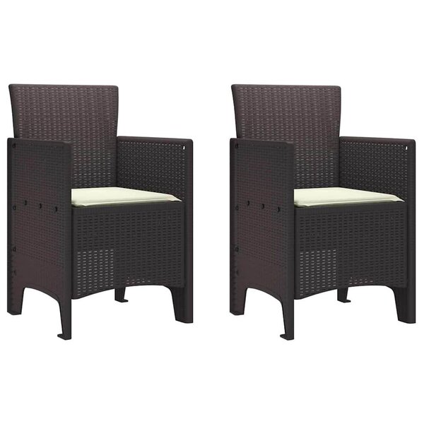 vidaXL Chaise de jardin 2 Pièces Marron 53 x 49 x 85 cm PP