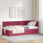 vidaXL Cadre de lit d'angle Bordeaux 90 cm x 200 cm tissu