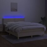 vidaXL Sommier à lattes de lit avec matelas LED Crème 140x190 cm Tissu