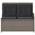 vidaXL Banc inclinable de jardin avec coussins gris résine tressée