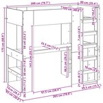 vidaXL Cadre de lit superposé avec bureau Gris Sonoma 90 x 200 cm