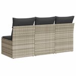 vidaXL Canapé de jardin et coussins 3 places gris clair résine tressée