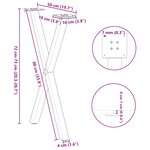 vidaXL Pieds de table à manger en forme de X  2 pièces  noir  50 x (72-73) cm  acier