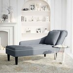 vidaXL Fauteuil long et coussin et accoudoir droit gris foncé velours