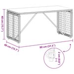vidaXL Table de jardin Gris et Noir 80 x 40 x 40 cm Rattan PE et Verre