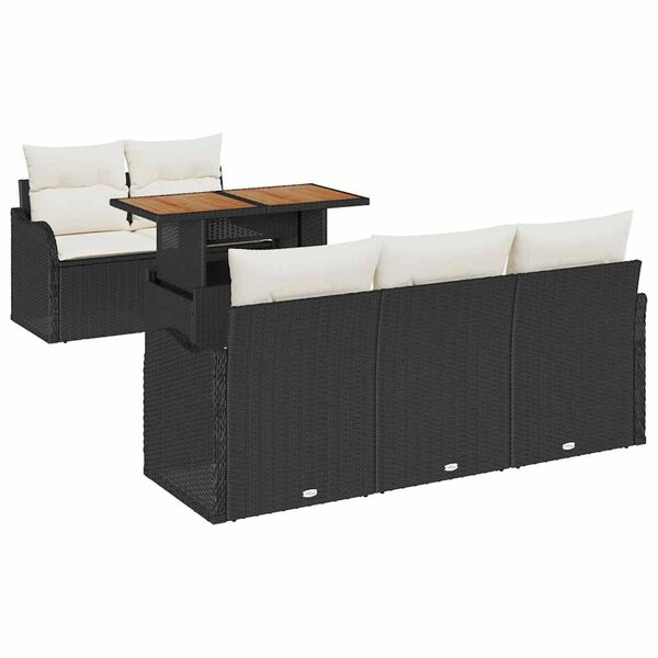 vidaXL Ensemble de canapé de jardin avec coussin 6 Pièces Noir et crème