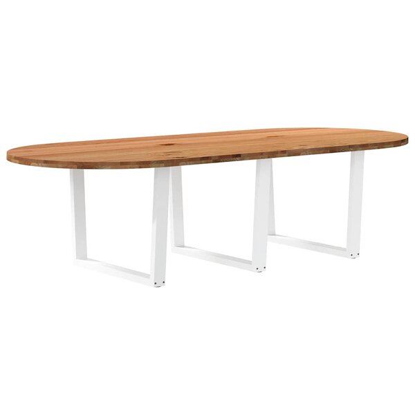 vidaXL Table à manger marron clair bois de chêne massif ovale
