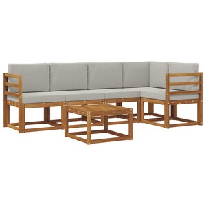 vidaXL Ensemble de canapés d'extérieur 6 pc Gris Naturel et Clair