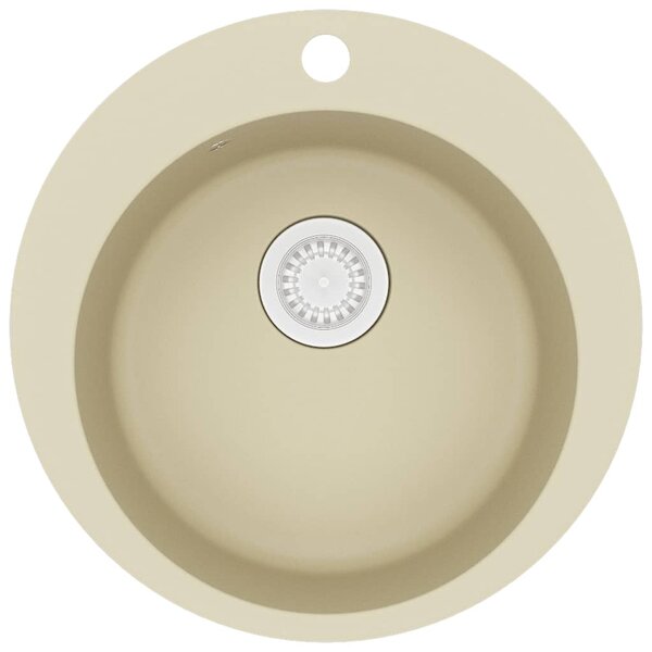 vidaXL Évier de cuisine Granit Seul lavabo Rond Beige