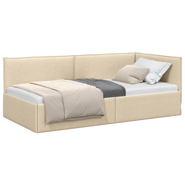 vidaXL Cadre de lit d'angle Crème 100 x 200 cm tissu