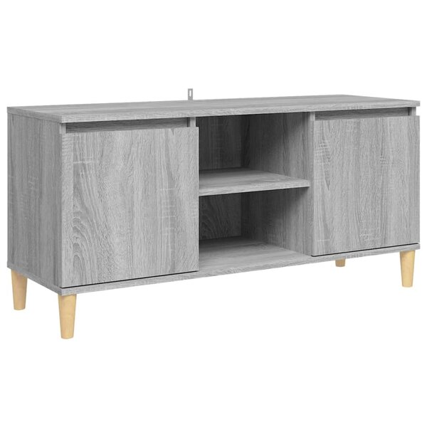 vidaXL Meuble TV avec pieds en bois solide Sonoma gris 103 5x35x50 cm