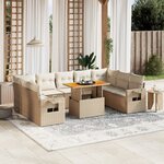 vidaXL Salon de jardin avec coussins 10 Pièces beige résine tressée