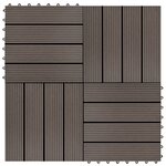vidaXL Carreau de terrasse 11 Pièces WPC 30 x 30 cm 1 m² Marron foncé