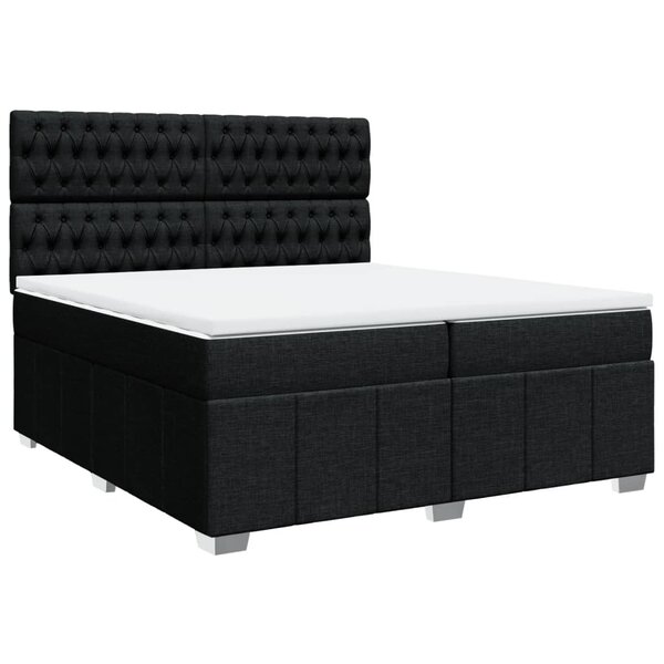 vidaXL Sommier à lattes de lit avec matelas Noir 200x200 cm Tissu