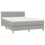 vidaXL Sommier à lattes de lit avec matelas Gris clair 140x190cm Tissu