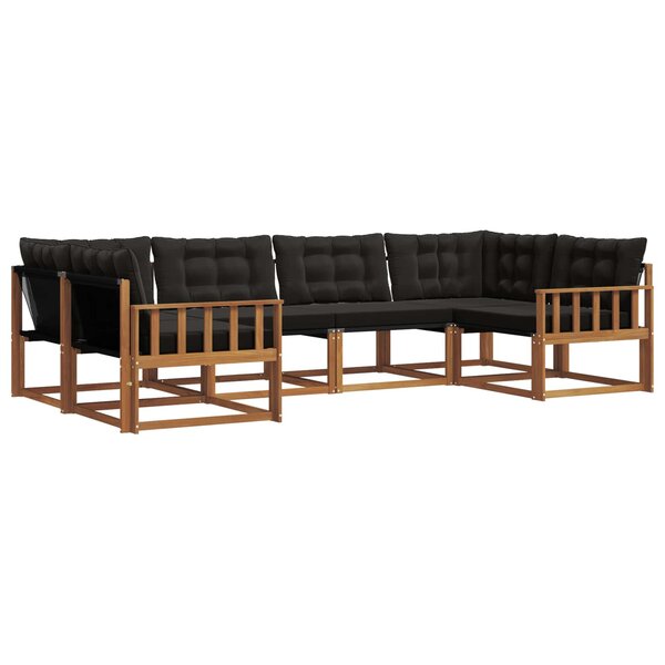 vidaXL Ensemble de canapés d'extérieur 6 pc Naturel et Noir