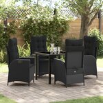 vidaXL Ensemble de jardin 5 pièces avec coussins - Rattan poly noir