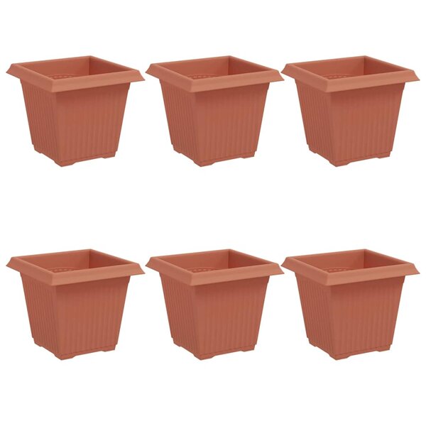 vidaXL Pot de Fleurs Carré 6 Pièces Rouge brique 16 x 16 x 14 cm