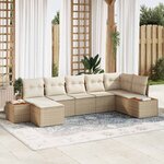 vidaXL Ensemble de canapé de jardin 7 Pièces Beige Poly rotin