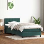 vidaXL Sommier à lattes de lit et matelas vert foncé 100x210cm velours