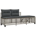 vidaXL Salon de jardin d'angle avec coussins 3 Pièces gris résine tressée