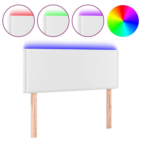 vidaXL Tête de lit à LED Blanc 100x5x78/88 cm Similicuir