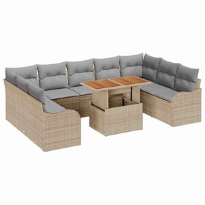vidaXL Ensemble de canapé de jardin 10 Pièces beige et gris clair