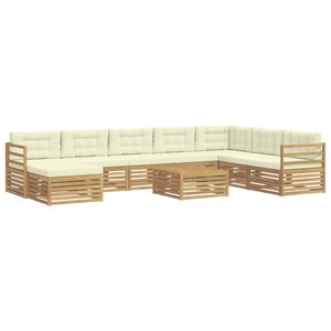 vidaXL Ensemble de canapés d'extérieur 9 pc Blanc et crème Polyester