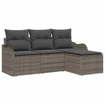 vidaXL Ensemble de canapé de jardin avec coussin 4 Pièces Gris Poly rotin