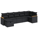 vidaXL Salon de jardin 7 Pièces avec coussins noir résine tressée