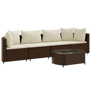 vidaXL Salon de jardin avec coussins 5 Pièces marron résine tressée