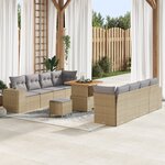 Ensemble de 11 pièces de Canapés de Jardin avec Coussins Beige en Rattan Poly Acacia