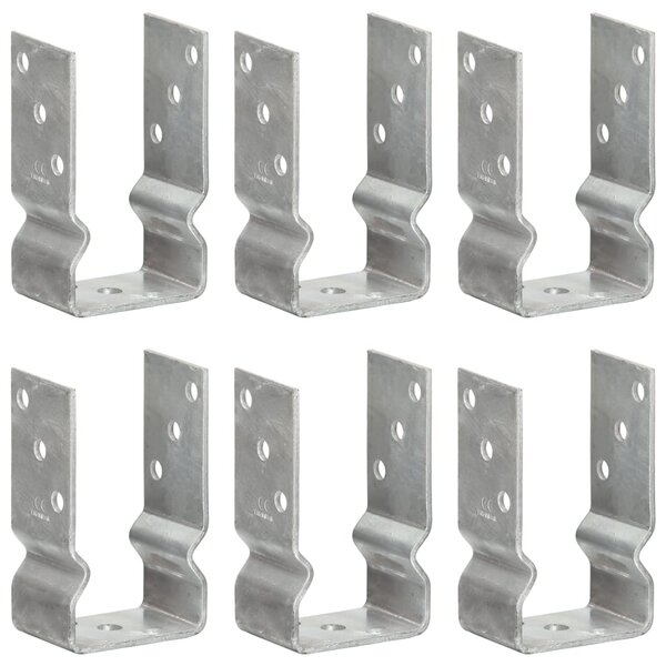 vidaXL Piquets de clôture 6 Pièces Argenté 8x6x15 cm Acier galvanisé