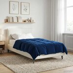 vidaXL Duvet d'été simple Matelassé Bleu foncé 135 x 220 cm Microfibre