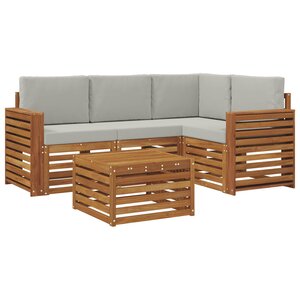 vidaXL Ensemble de canapés d'extérieur 5 pc Gris Naturel et Clair