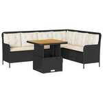 vidaXL Canapés de jardin 2 Pièces avec coussins Noir Résine tressée