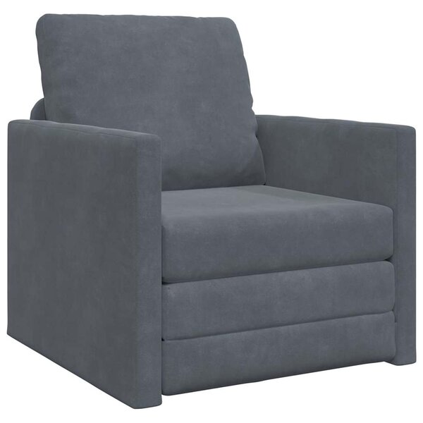 vidaXL Canapé-lit avec coussin Gris foncé 74 x 77 x 81 cm Velours