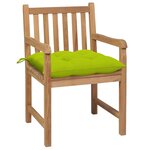 vidaXL Chaises de jardin lot de 2 avec coussins vert vif Teck massif