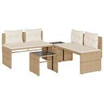 vidaXL Salon de jardin avec coussins 4 Pièces beige résine tressée