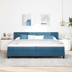 vidaXL Lit à ressorts avec tête de lit Bleu foncé 200 x 200 cm Velours