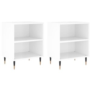 vidaXL Tables de chevet 2Pièces blanc brillant 40x30x50cm bois ingénierie